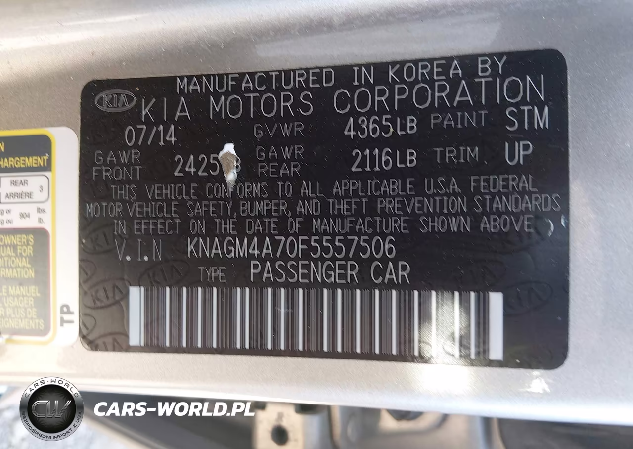 2015 Kia Optima Lx VIN:KNAGM4A70F5557506 - 9
