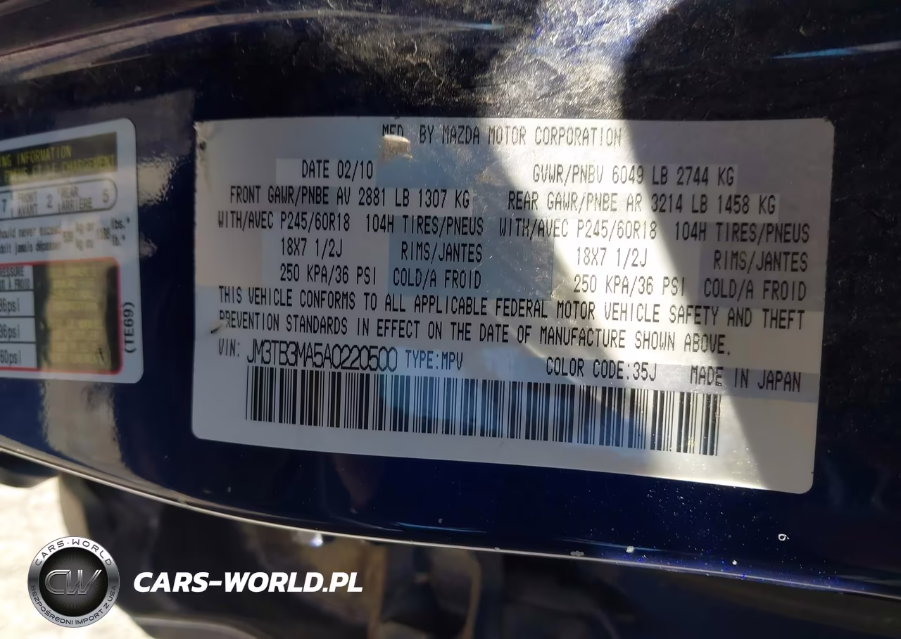 2010 Mazda Cx-9 Touring VIN:JM3TB3MA5A0220500 - 9