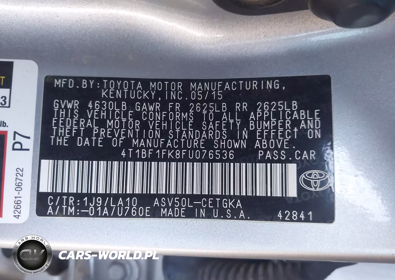 2015 Toyota Camry Xle VIN:4T1BF1FK8FU076536 - 9
