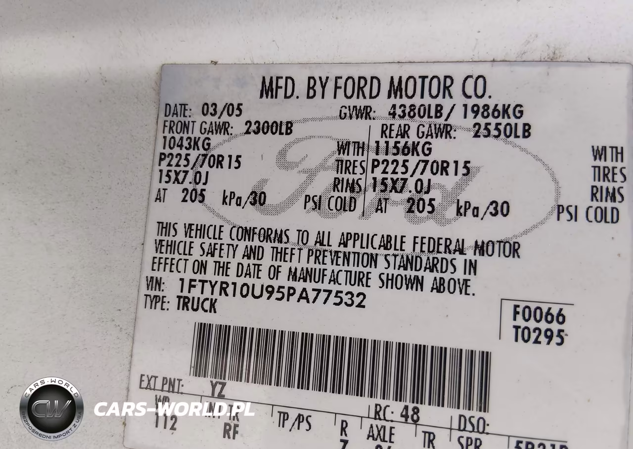 2005 Ford Ranger Edge-Stx-Xl-Xls-Xlt VIN:1FTYR10U95PA77532 - 9