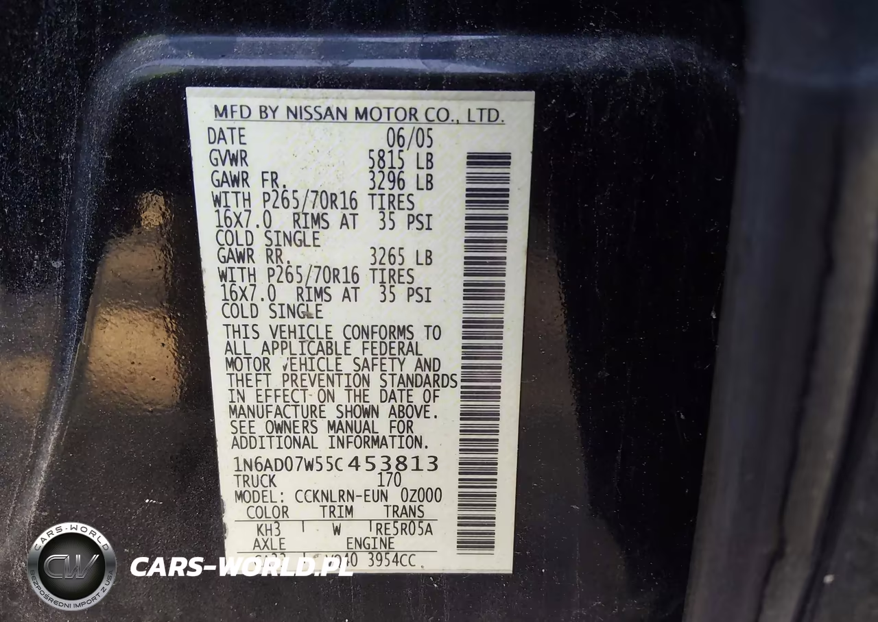 2005 Nissan Frontier Se VIN:1N6AD07W55C453813 - 9