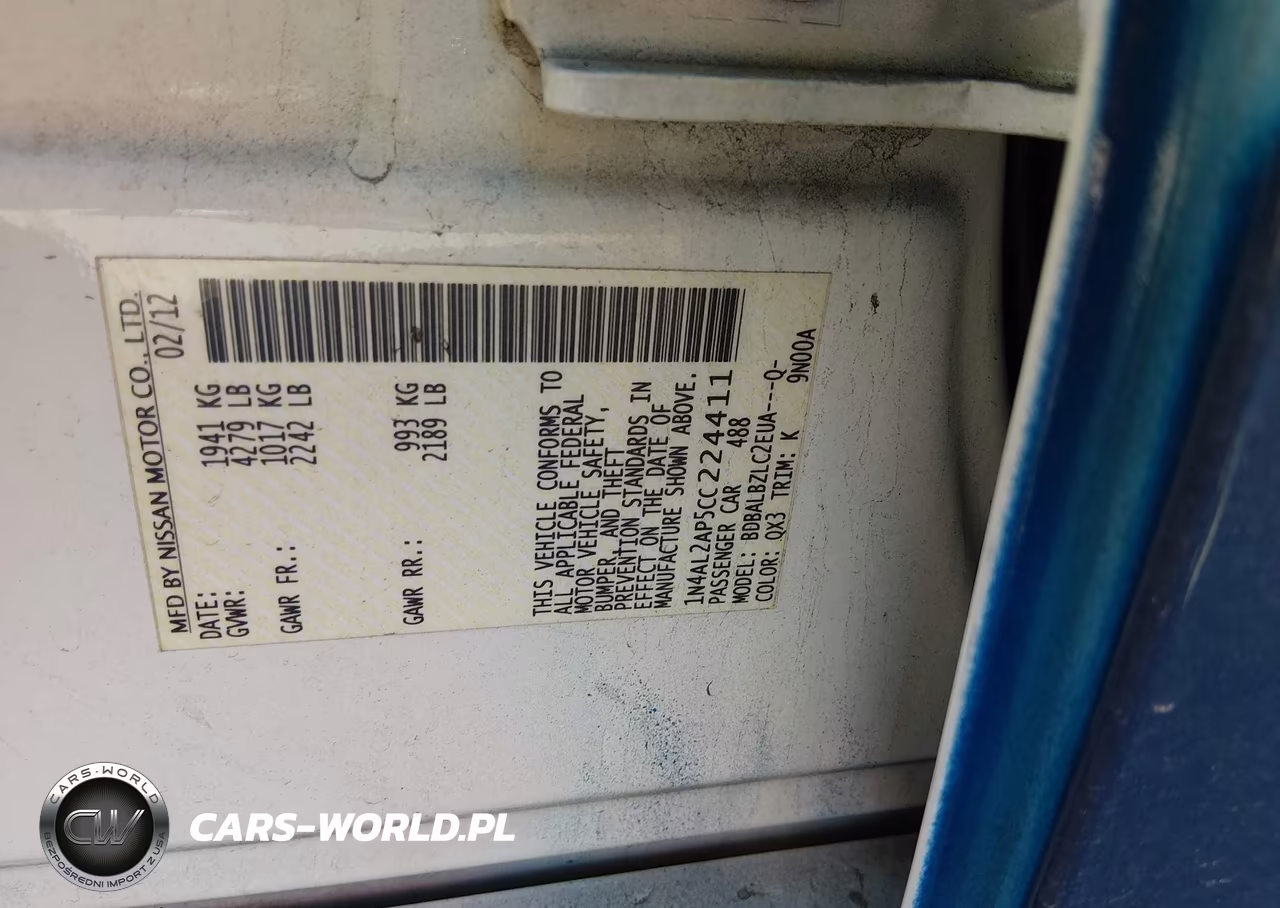 2012 Nissan Altima 2.5 S VIN:1N4AL2AP5CC224411 - 9
