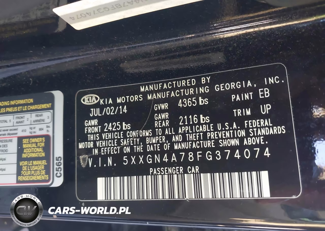 2015 Kia Optima Ex VIN:5XXGN4A78FG374074 - 9