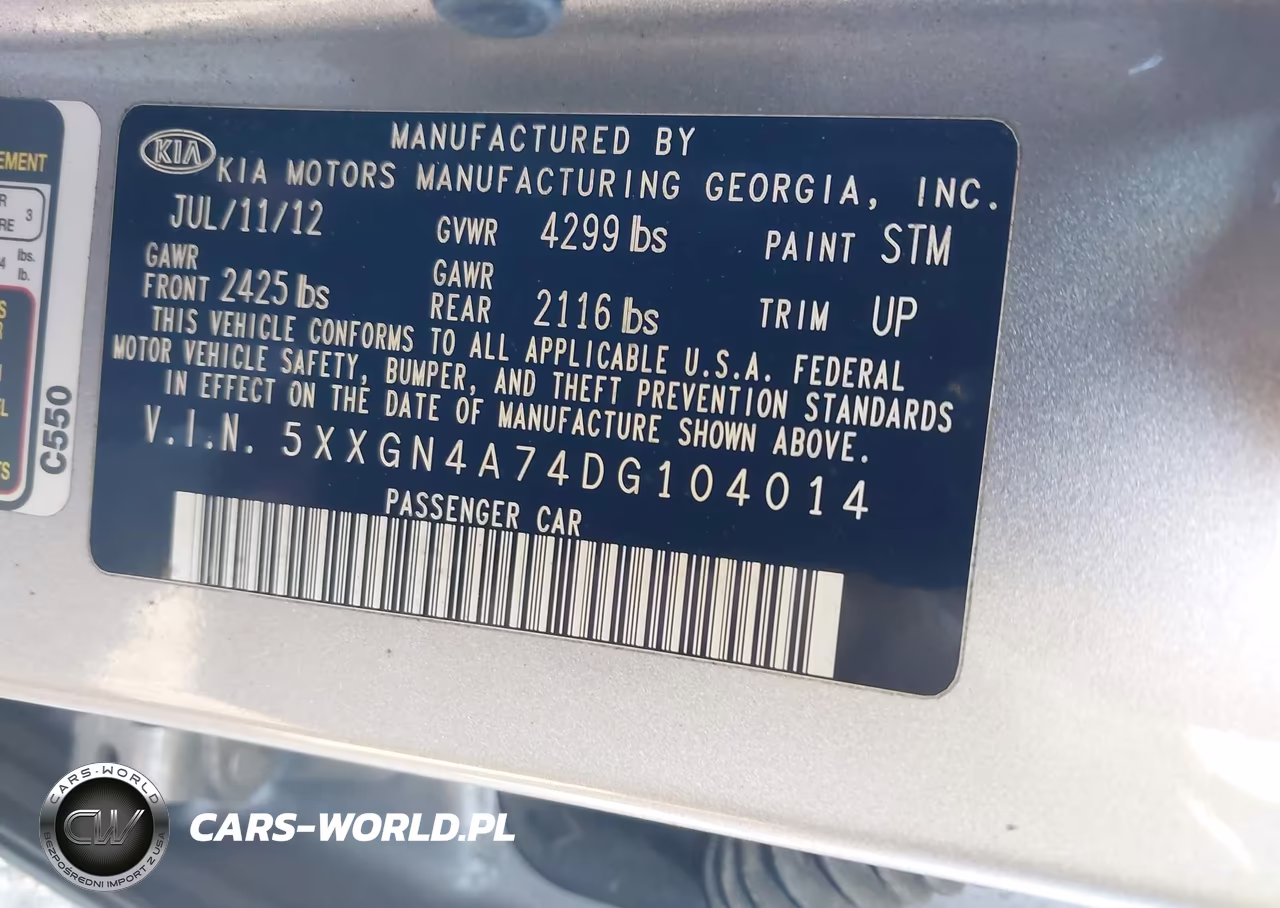 2013 Kia Optima Ex VIN:5XXGN4A74DG104014 - 9