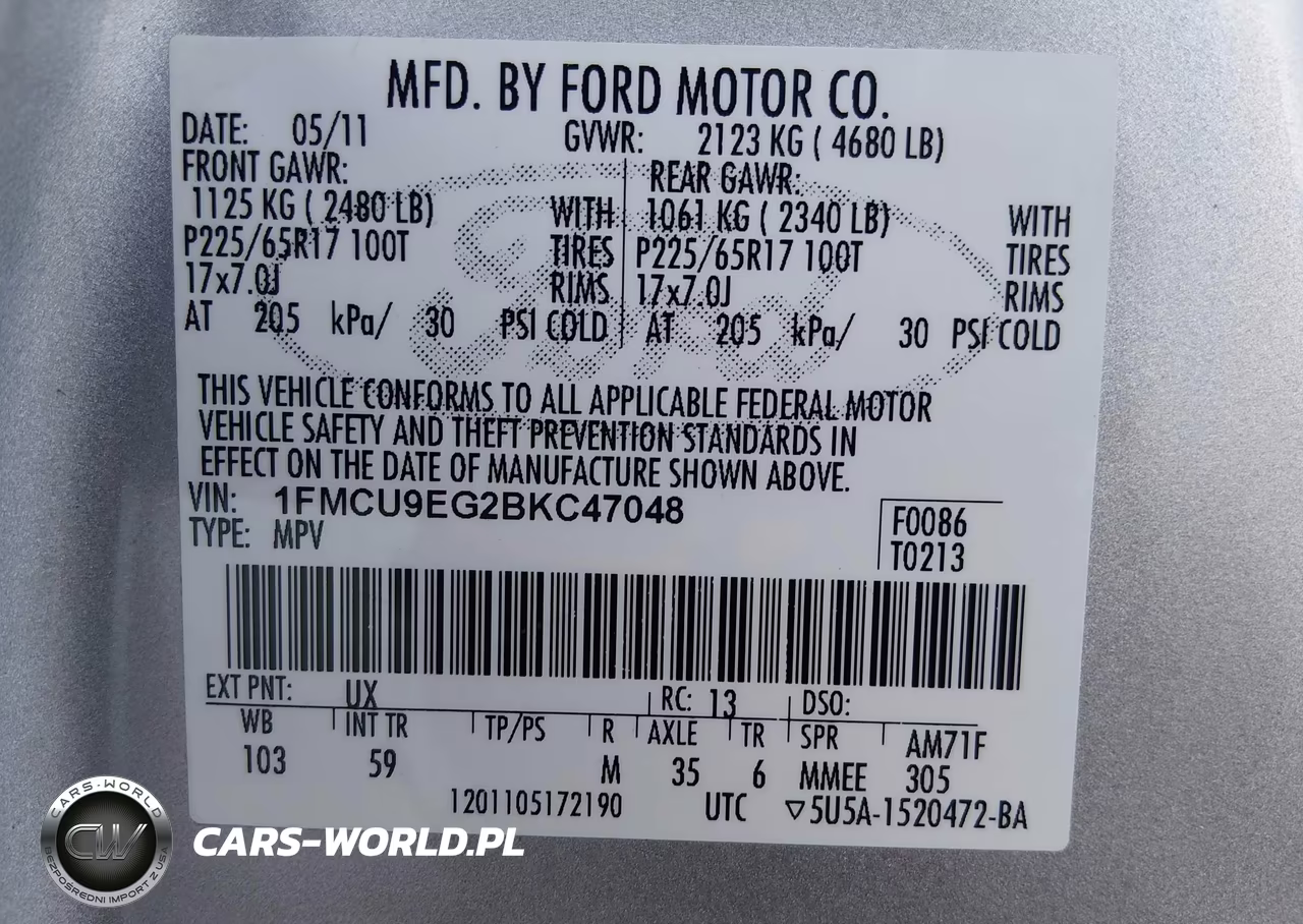2011 Ford Escape Limited VIN:1FMCU9EG2BKC47048 - 9