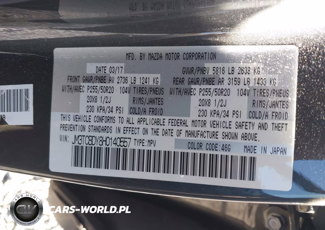 2017 Mazda Cx-9 Grand Touring VIN:JM3TCBDY8H0140557 - 9