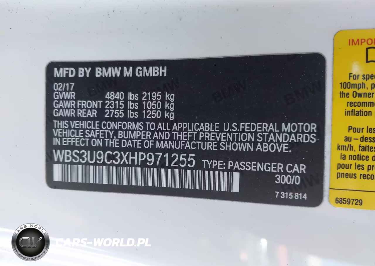 2017 BMW M4 VIN:WBS3U9C3XHP971255 - 9