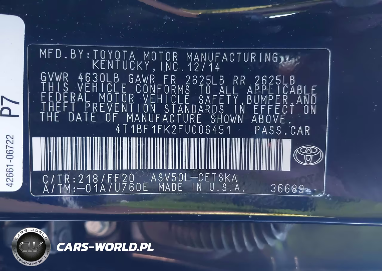 2015 Toyota Camry Se VIN:4T1BF1FK2FU006451 - 9