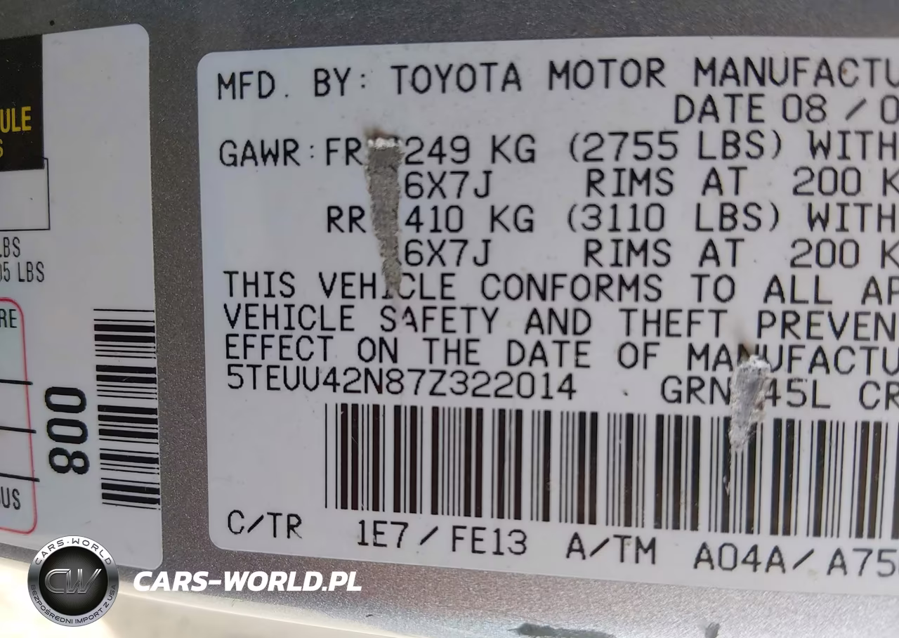 2007 Toyota Tacoma Base V6 VIN:5TEUU42N87Z322014 - 9