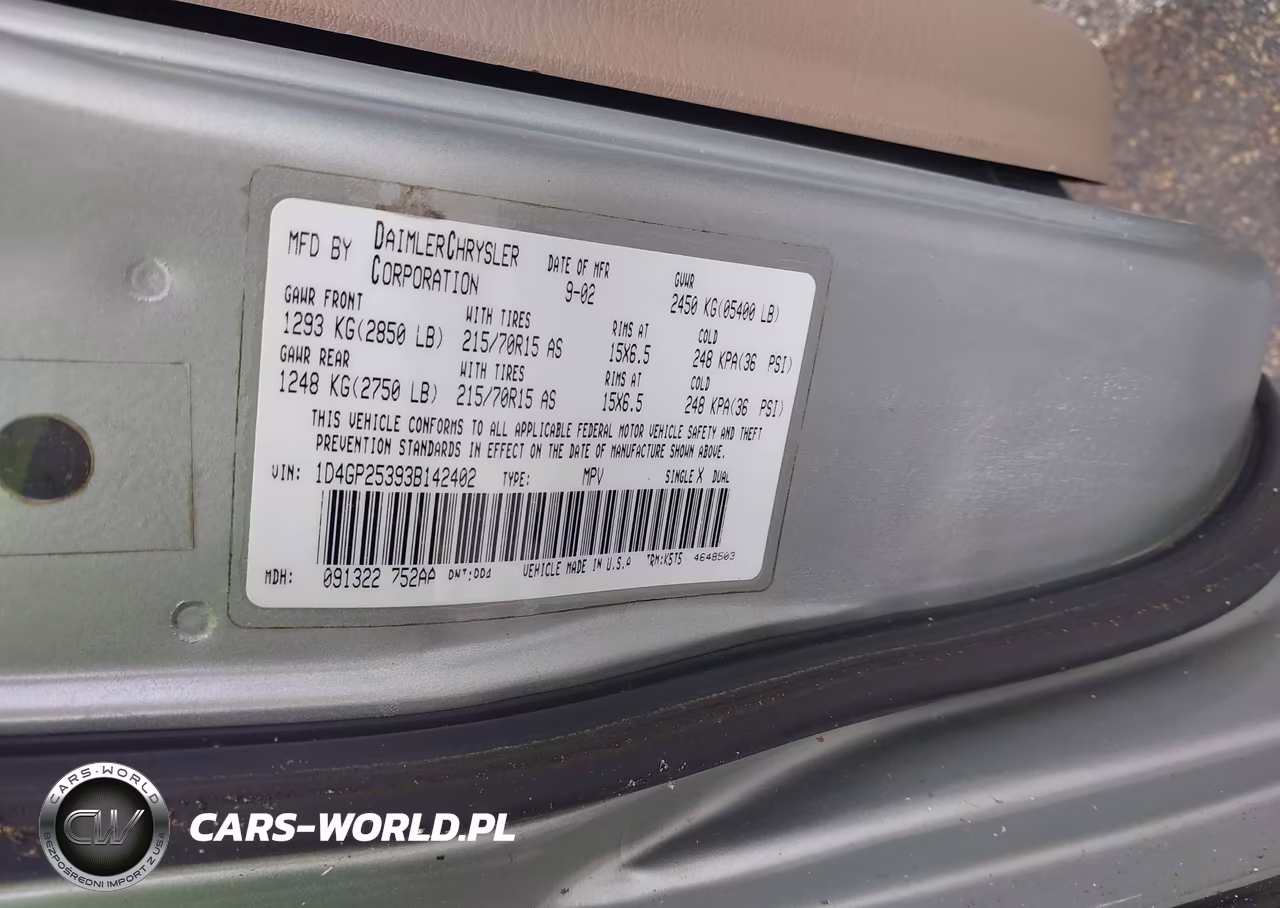 2003 Dodge Caravan Se VIN:1D4GP25393B142402 - 9