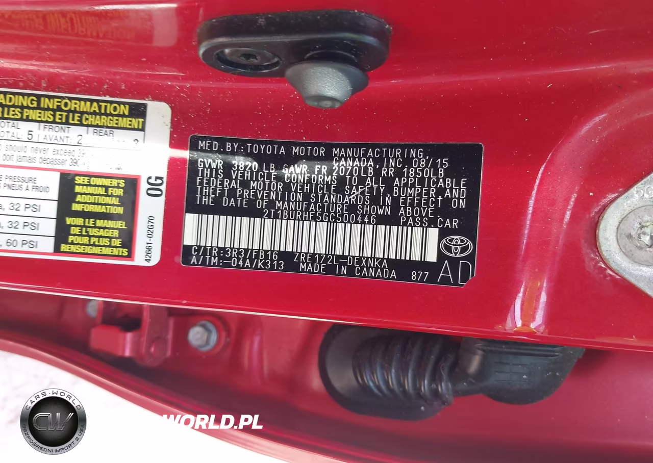 2016 Toyota Corolla Le VIN:2T1BURHE5GC500446 - 9
