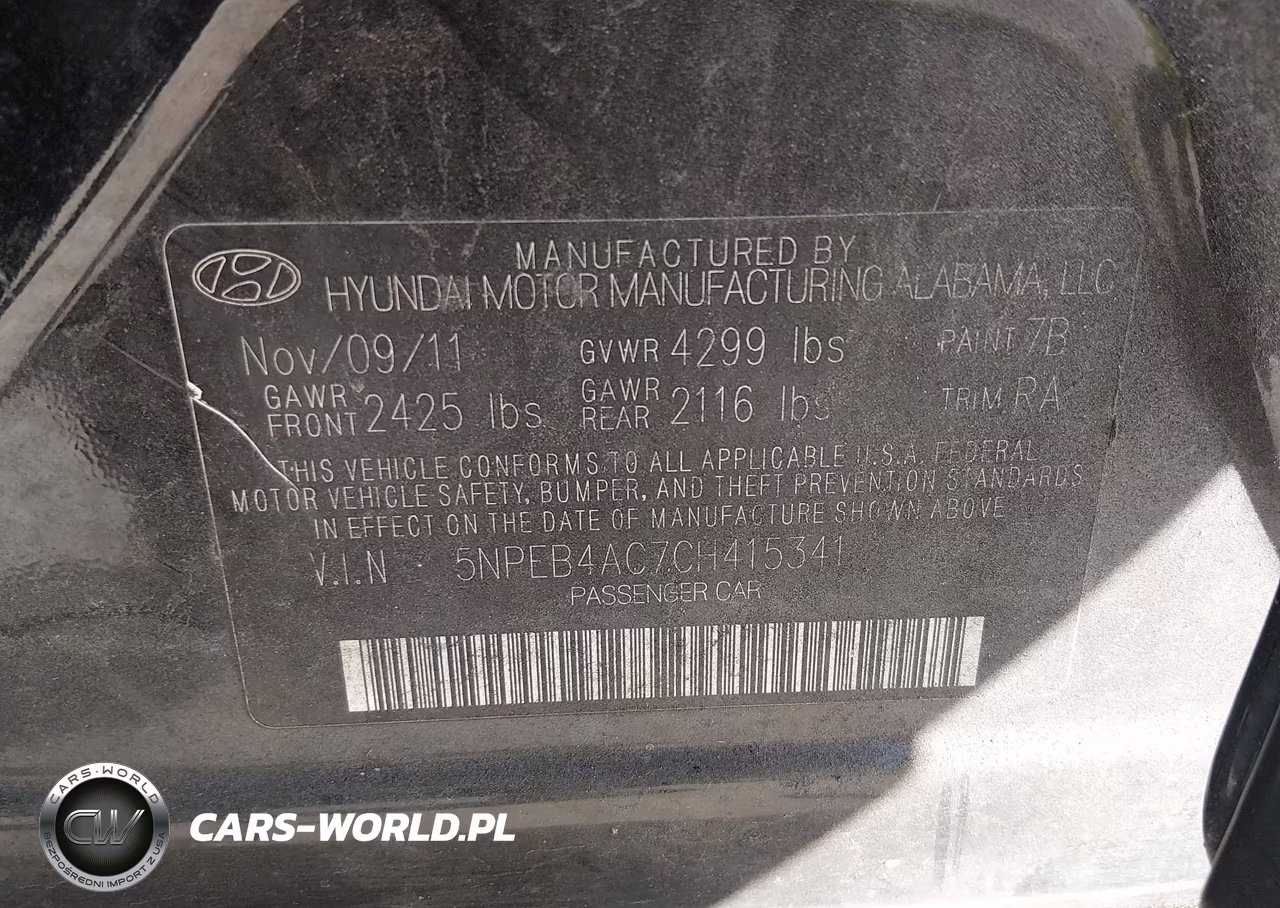 2012 Hyundai Sonata Gls VIN:5NPEB4AC7CH415341 - 9