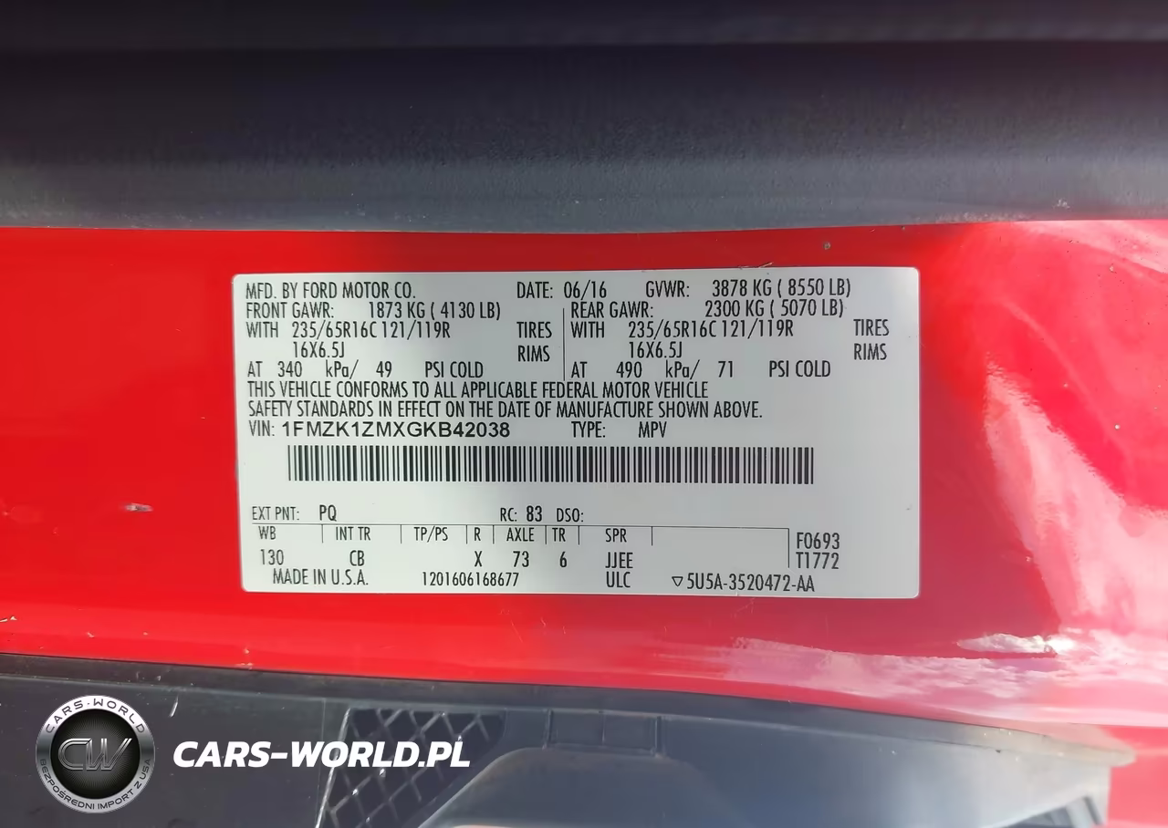 2016 Ford Transit-150 Xl VIN:1FMZK1ZMXGKB42038 - 9