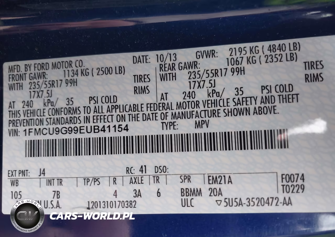 2014 Ford Escape Se VIN:1FMCU9G99EUB41154 - 9