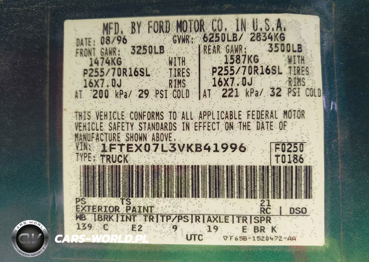 1997 Ford F-150 Lariat-Xl-Xlt VIN:1FTEX07L3VKB41996 - 9