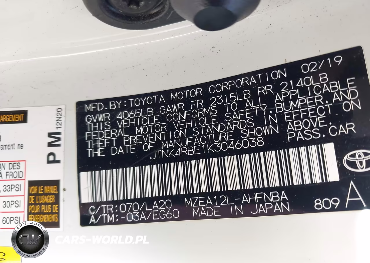 2019 Toyota Corolla Xse VIN:JTNK4RBE1K3046038 - 9