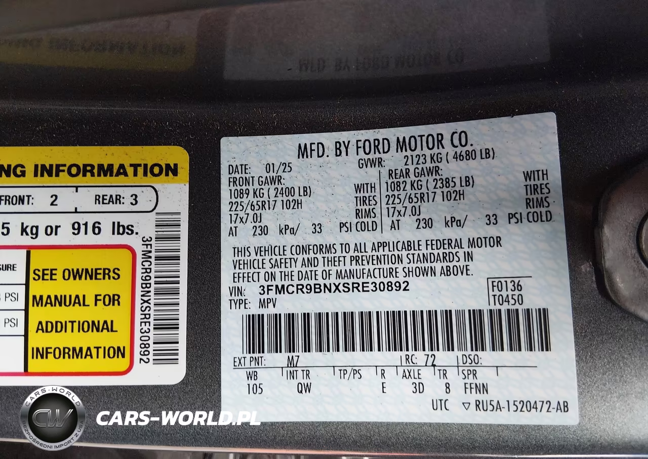 2025 Ford Bronco Sport Big Bend VIN:3FMCR9BNXSRE30892 - 9