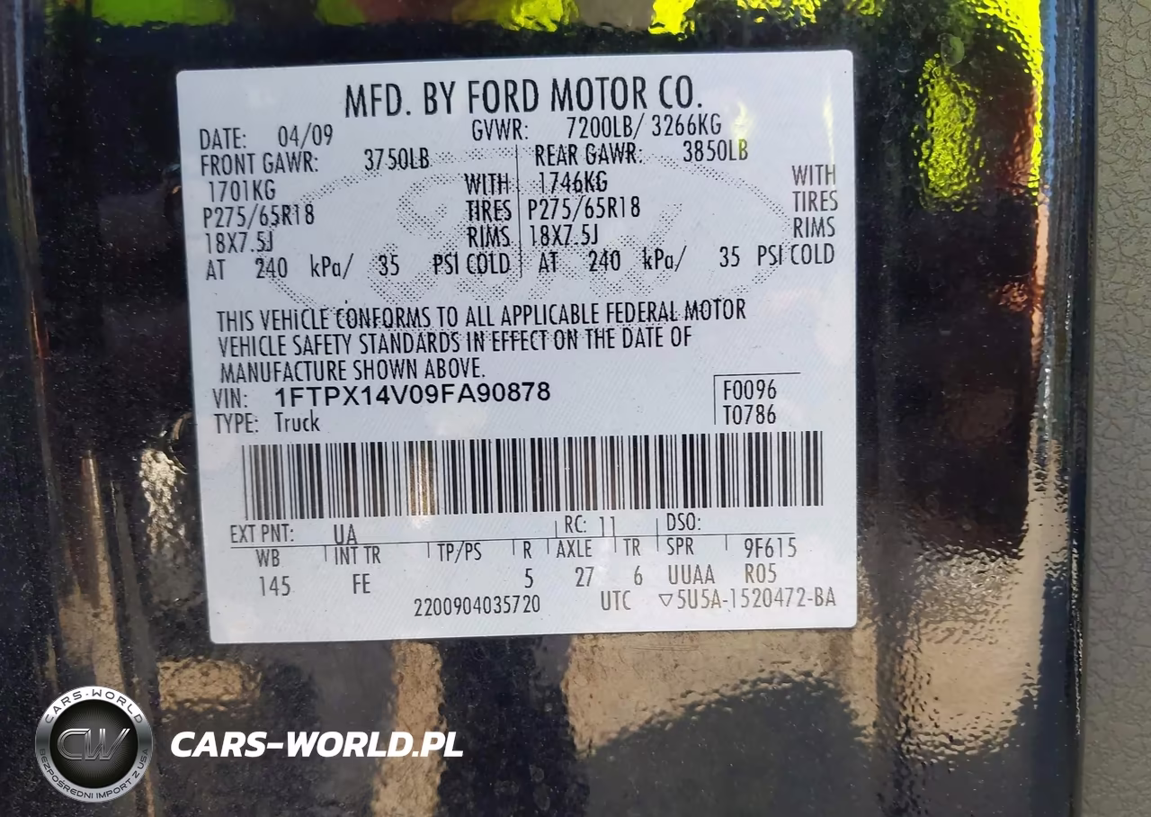 2009 Ford F-150 Fx4-Lariat-Xl-Xlt VIN:1FTPX14V09FA90878 - 9