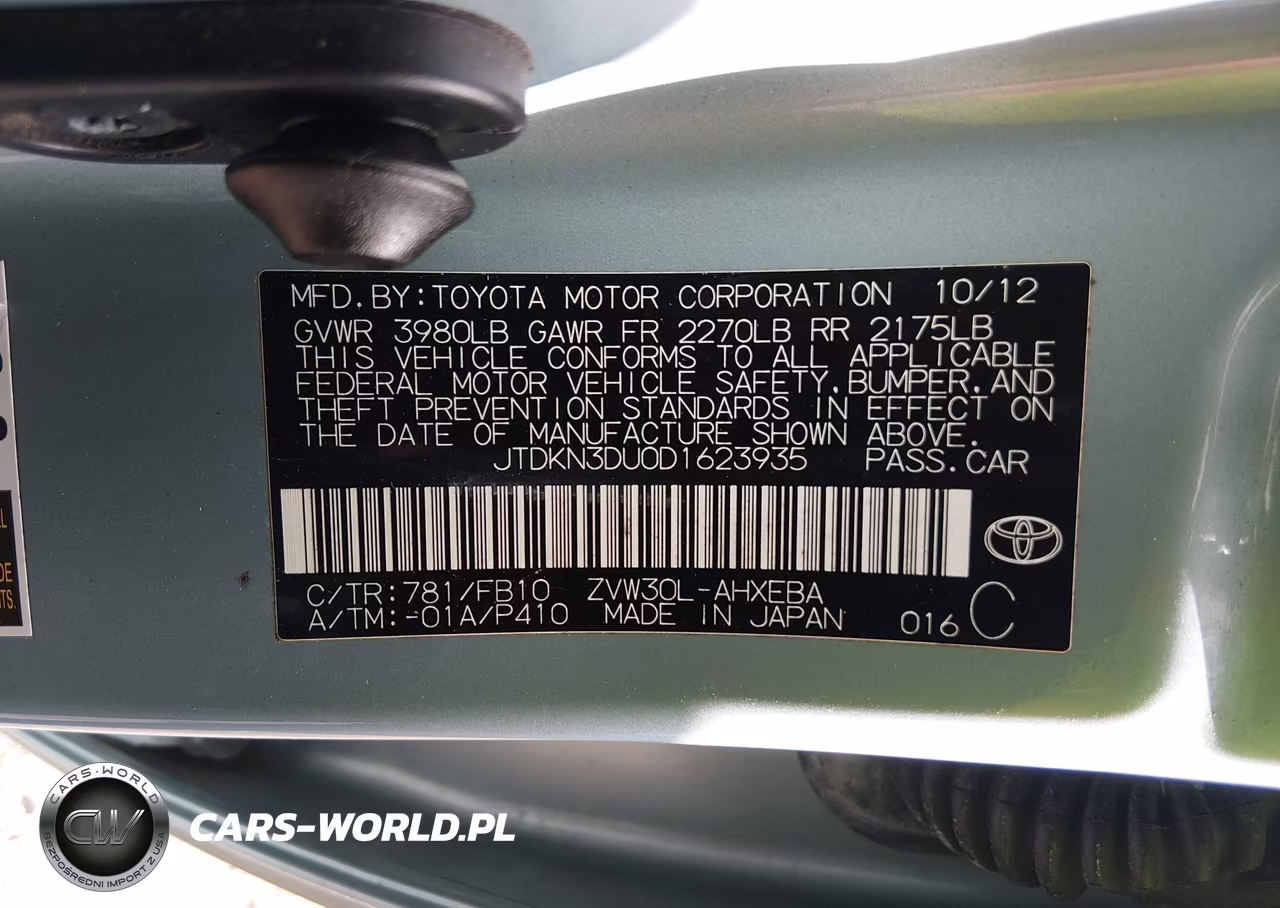 2013 Toyota Prius Two VIN:JTDKN3DU0D1623935 - 9