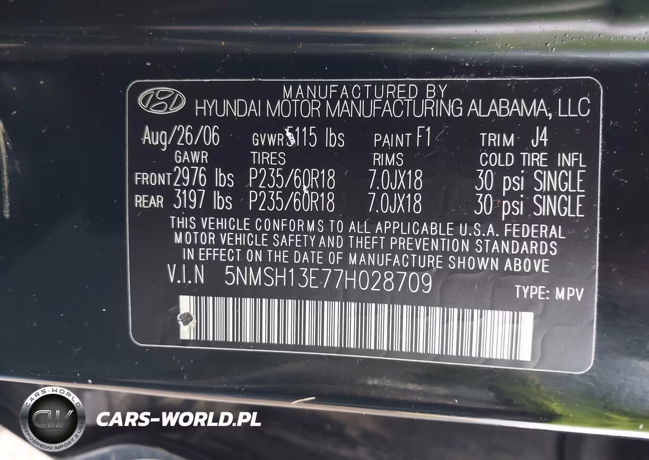 2007 Hyundai Santa Fe Limited-Se VIN:5NMSH13E77H028709 - 9