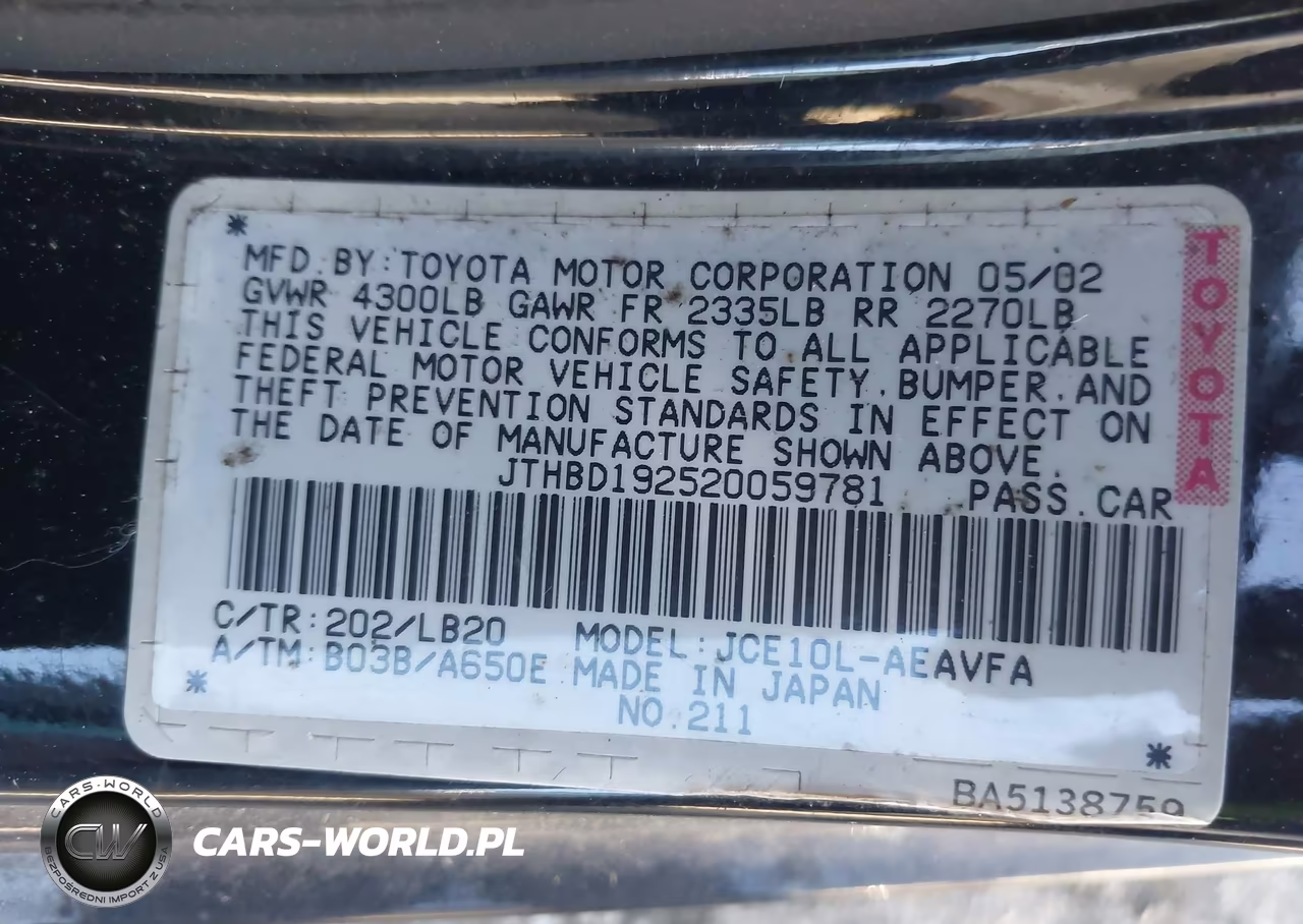 2002 Lexus Is 300 VIN:JTHBD192520059781 - 9