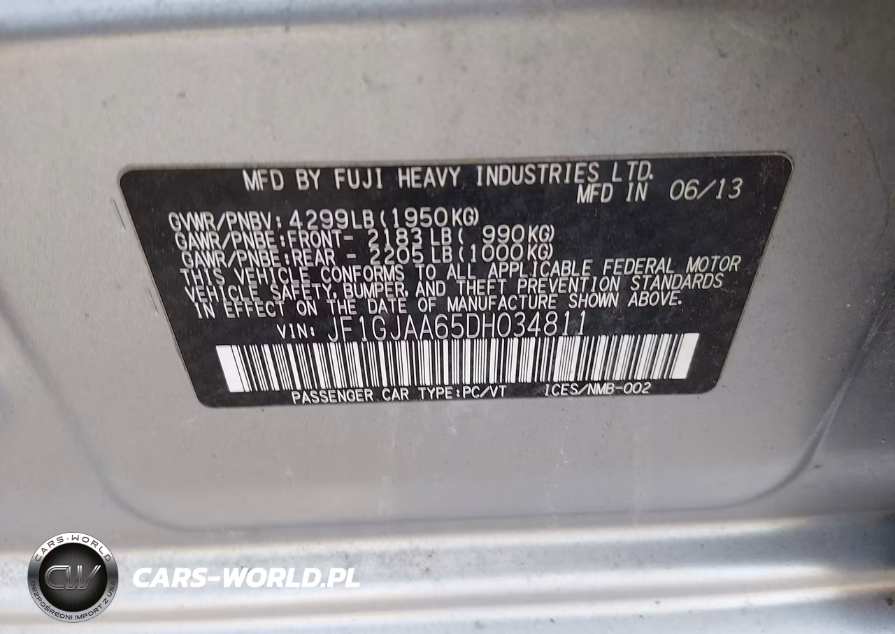 2013 Subaru Impreza 2.0I VIN:JF1GJAA65DH034811 - 9