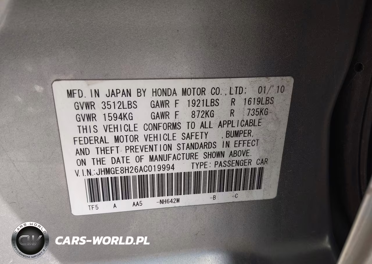2010 Honda Fit VIN:JHMGE8H26AC019994 - 9