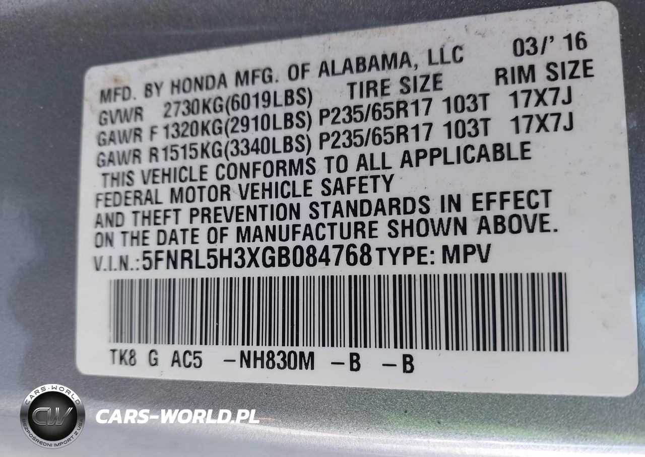 2016 Honda Odyssey Se VIN:5FNRL5H3XGB084768 - 9