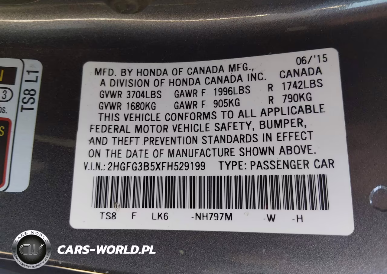2015 Honda Civic Lx VIN:2HGFG3B5XFH529199 - 17