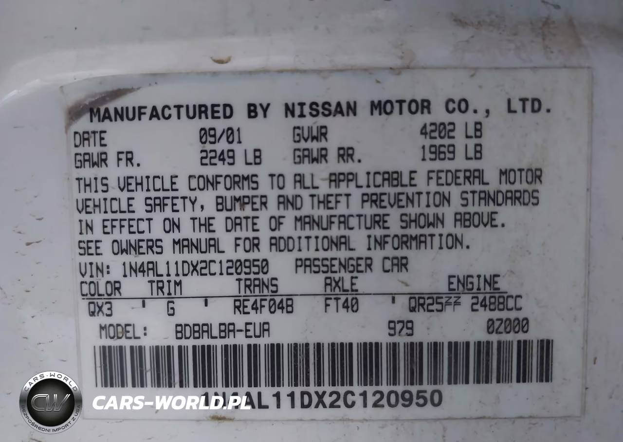 2002 Nissan Altima 2.5 S VIN:1N4AL11DX2C120950 - 9