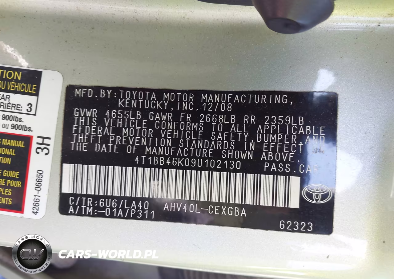 2009 Toyota Camry Hybrid VIN:4T1BB46K09U102130 - 9