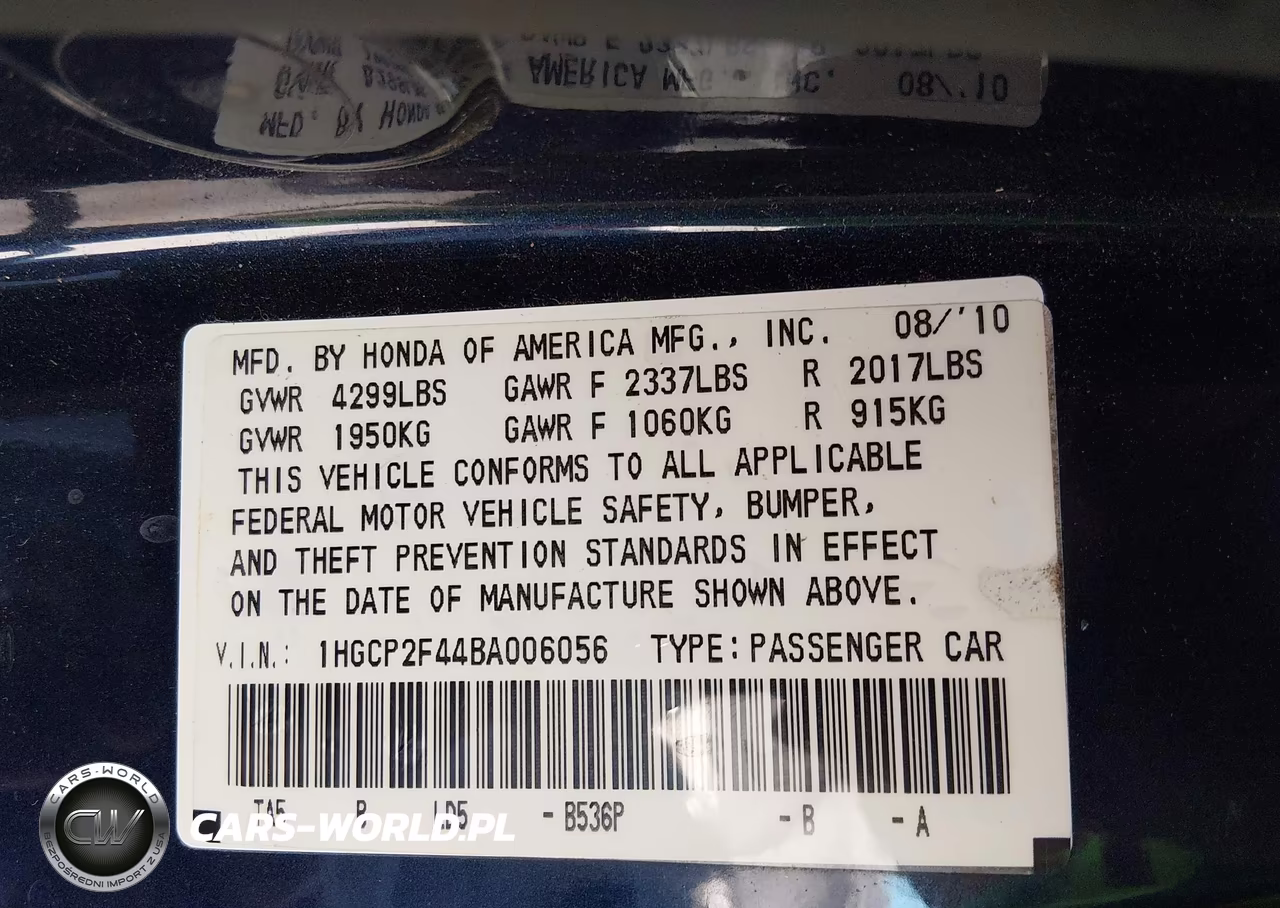 2011 Honda Accord 2.4 Lx-P VIN:1HGCP2F44BA006056 - 9