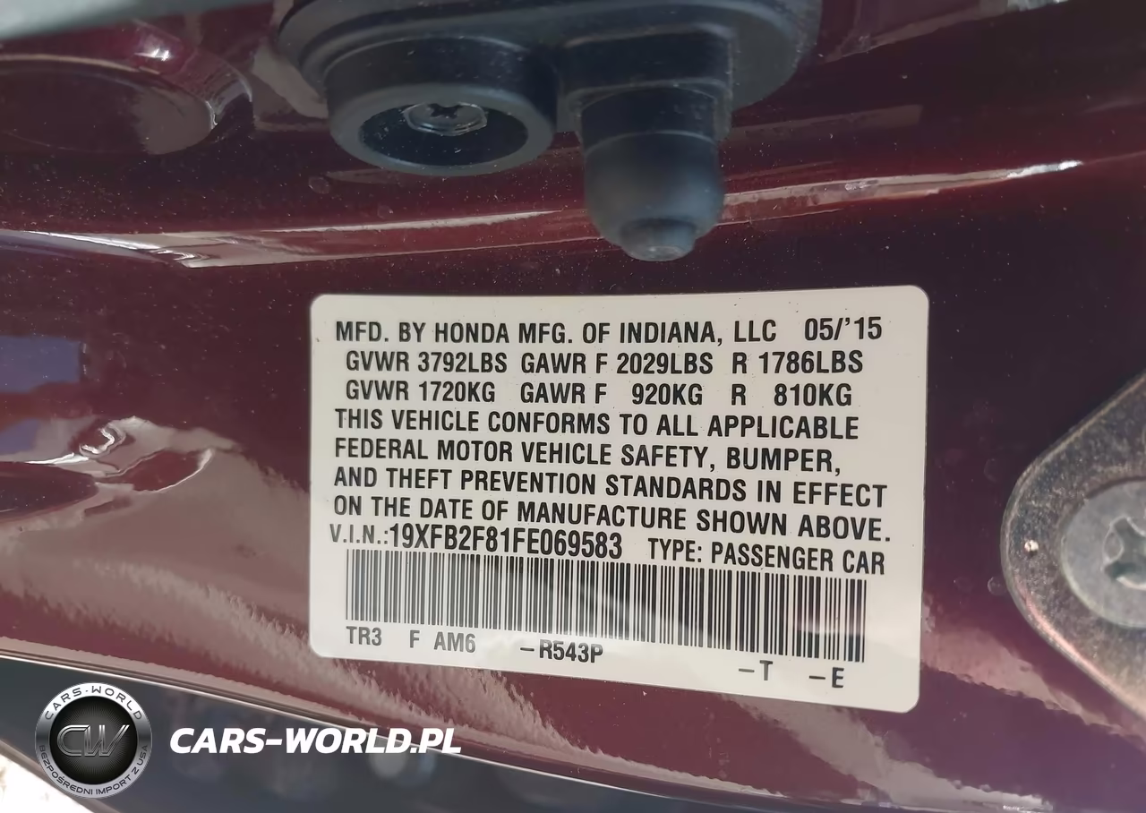 2015 Honda Civic Ex VIN:19XFB2F81FE069583 - 9