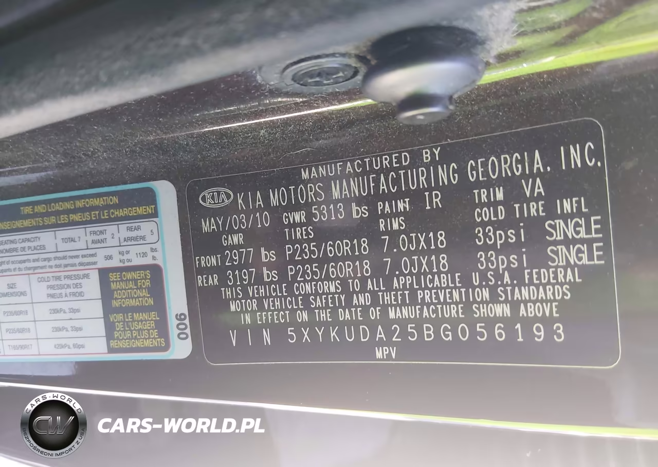 2011 Kia Sorento Ex V6 VIN:5XYKUDA25BG056193 - 9