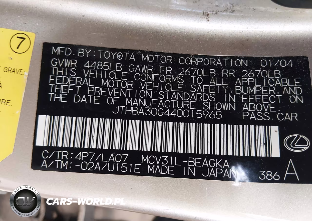 2004 Lexus Es 330 VIN:JTHBA30G440015965 - 9