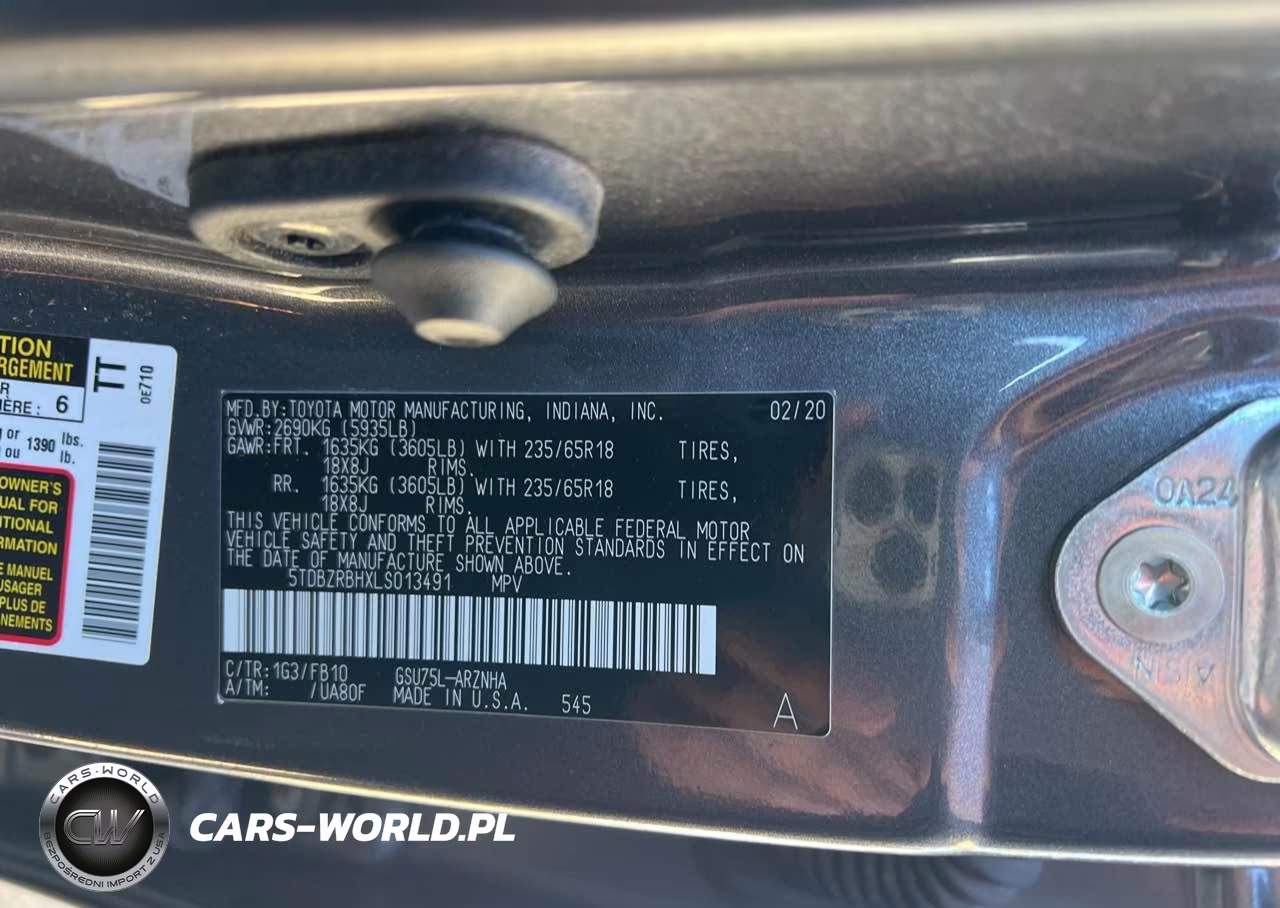 2020 Toyota Highlander Le VIN:5TDBZRBHXLS013491 - 9