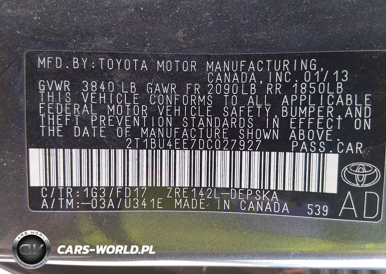 2013 Toyota Corolla S VIN:2T1BU4EE7DC027927 - 9
