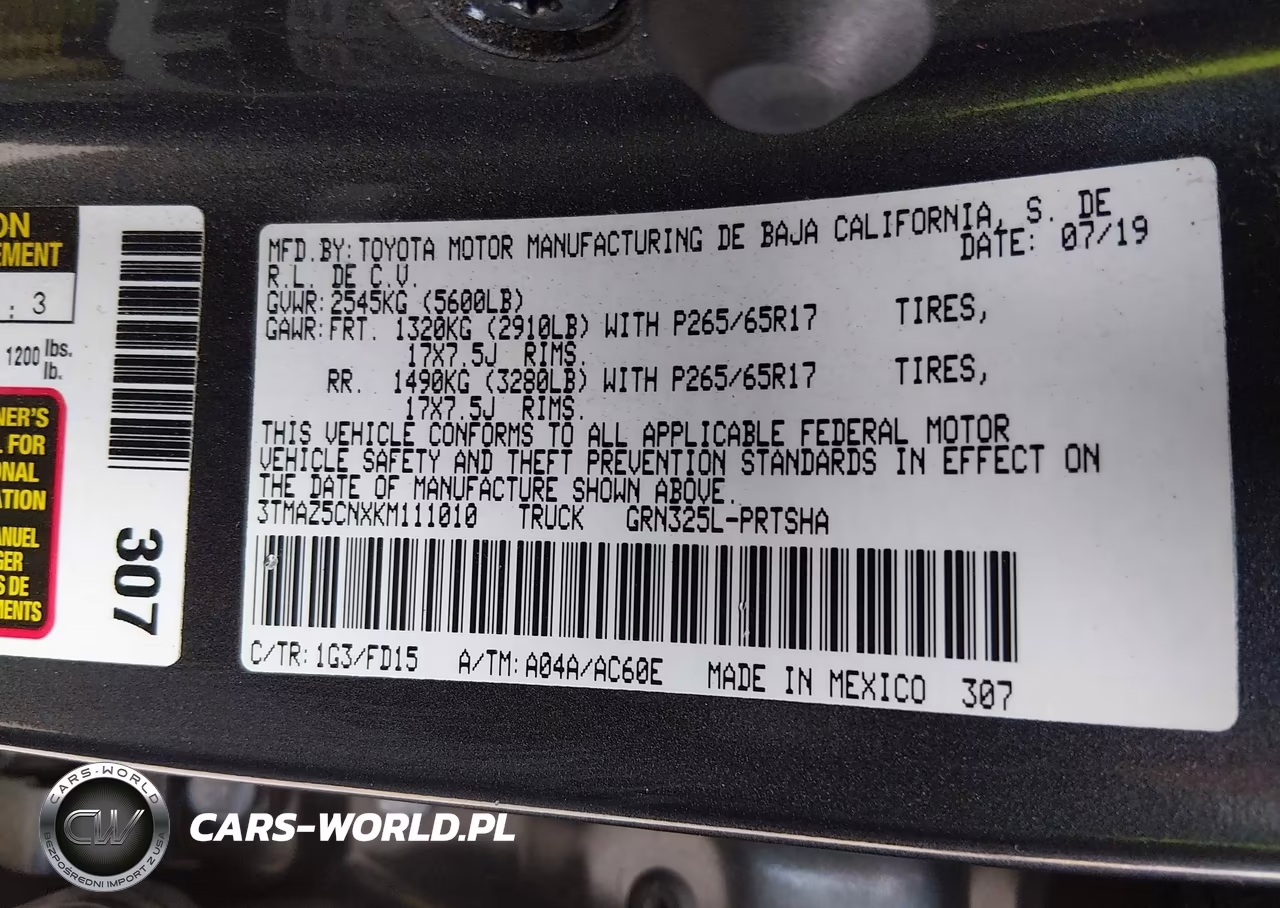 2019 Toyota Tacoma Trd Sport VIN:3TMAZ5CNXKM111010 - 9