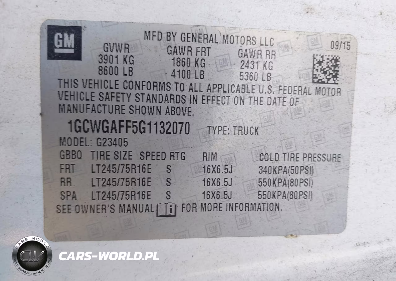 2016 Chevrolet Express 2500 Work Van VIN:1GCWGAFF5G1132070 - 9