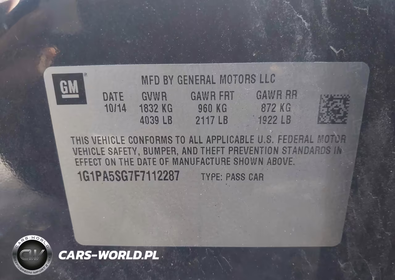 2015 Chevrolet Cruze Ls Auto VIN:1G1PA5SG7F7112287 - 9
