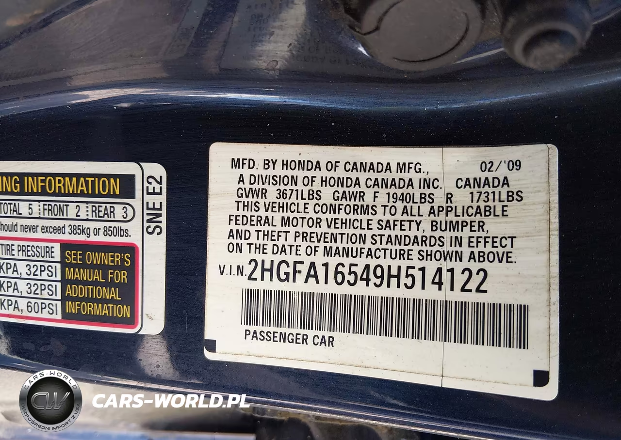 2009 Honda Civic Lx VIN:2HGFA16549H514122 - 9