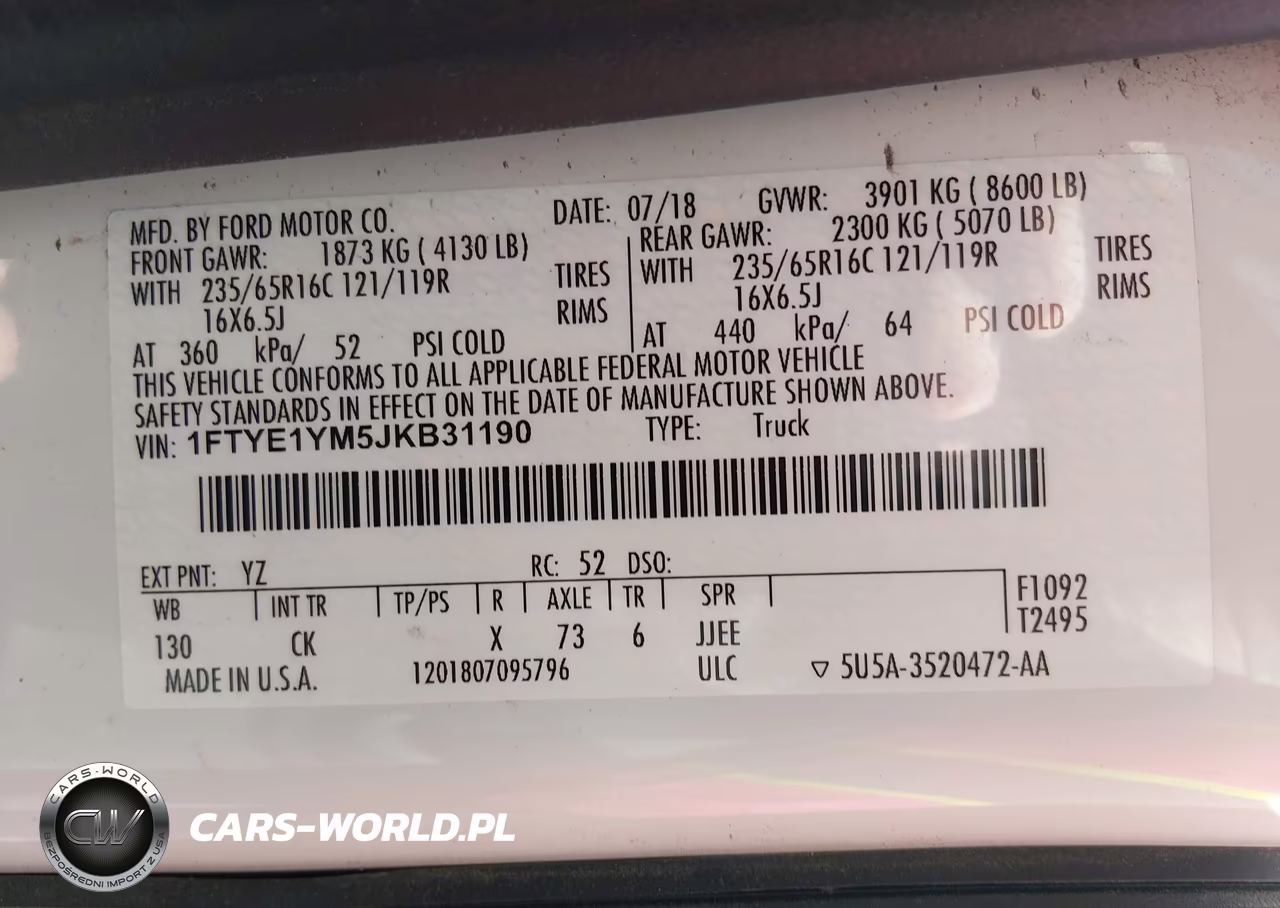 2018 Ford Transit-150 VIN:1FTYE1YM5JKB31190 - 9