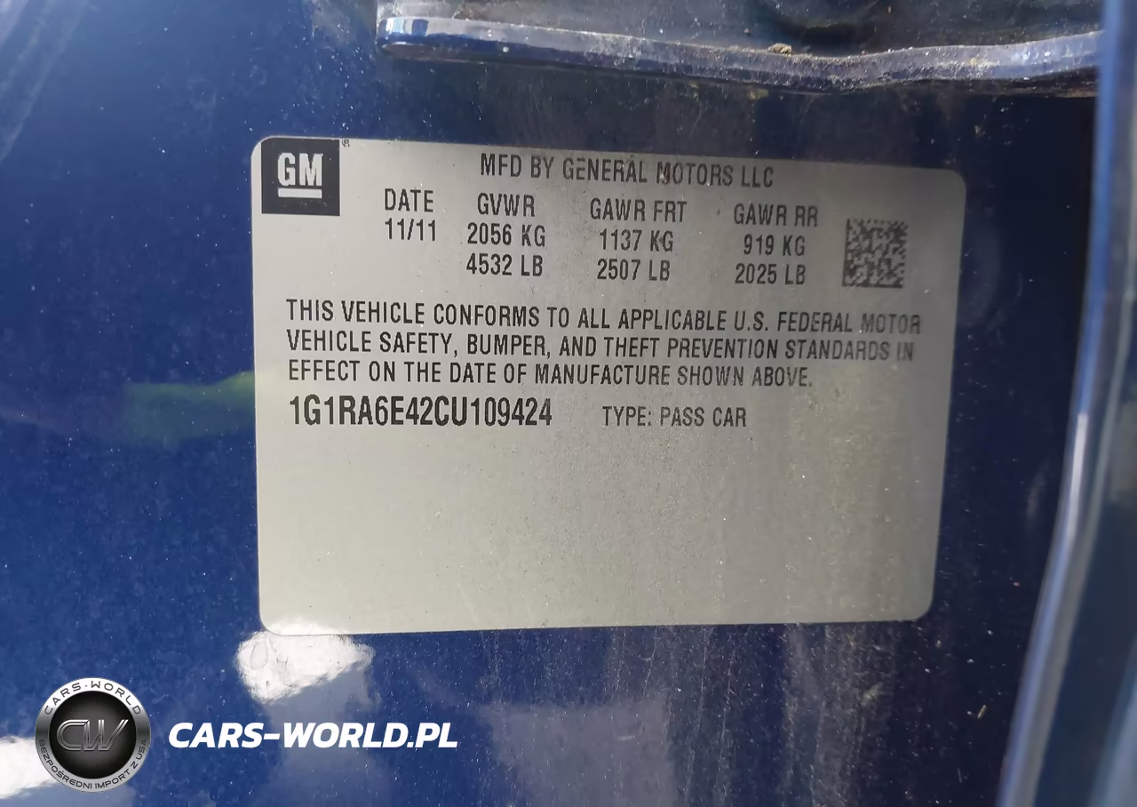 2012 Chevrolet Volt VIN:1G1RA6E42CU109424 - 9