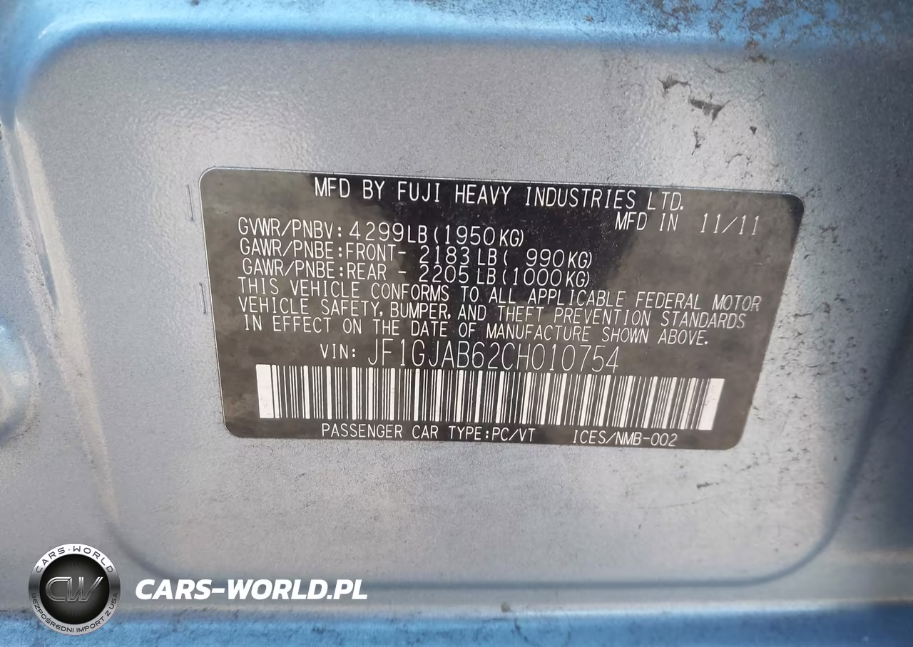 2012 Subaru Impreza 2.0I Premium VIN:JF1GJAB62CH010754 - 9