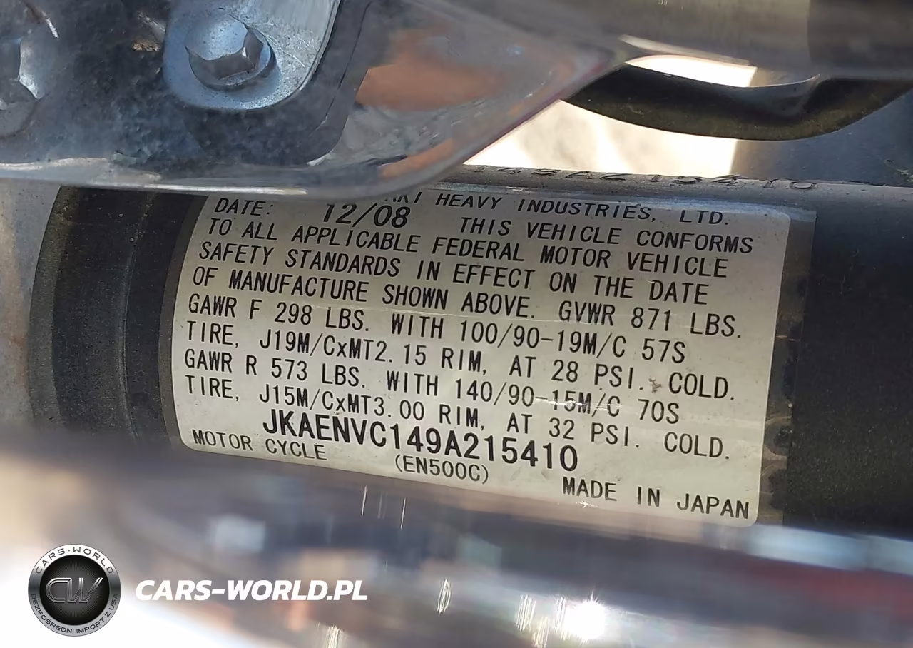 2009 Kawasaki En500 C VIN:JKAENVC149A215410 - 10