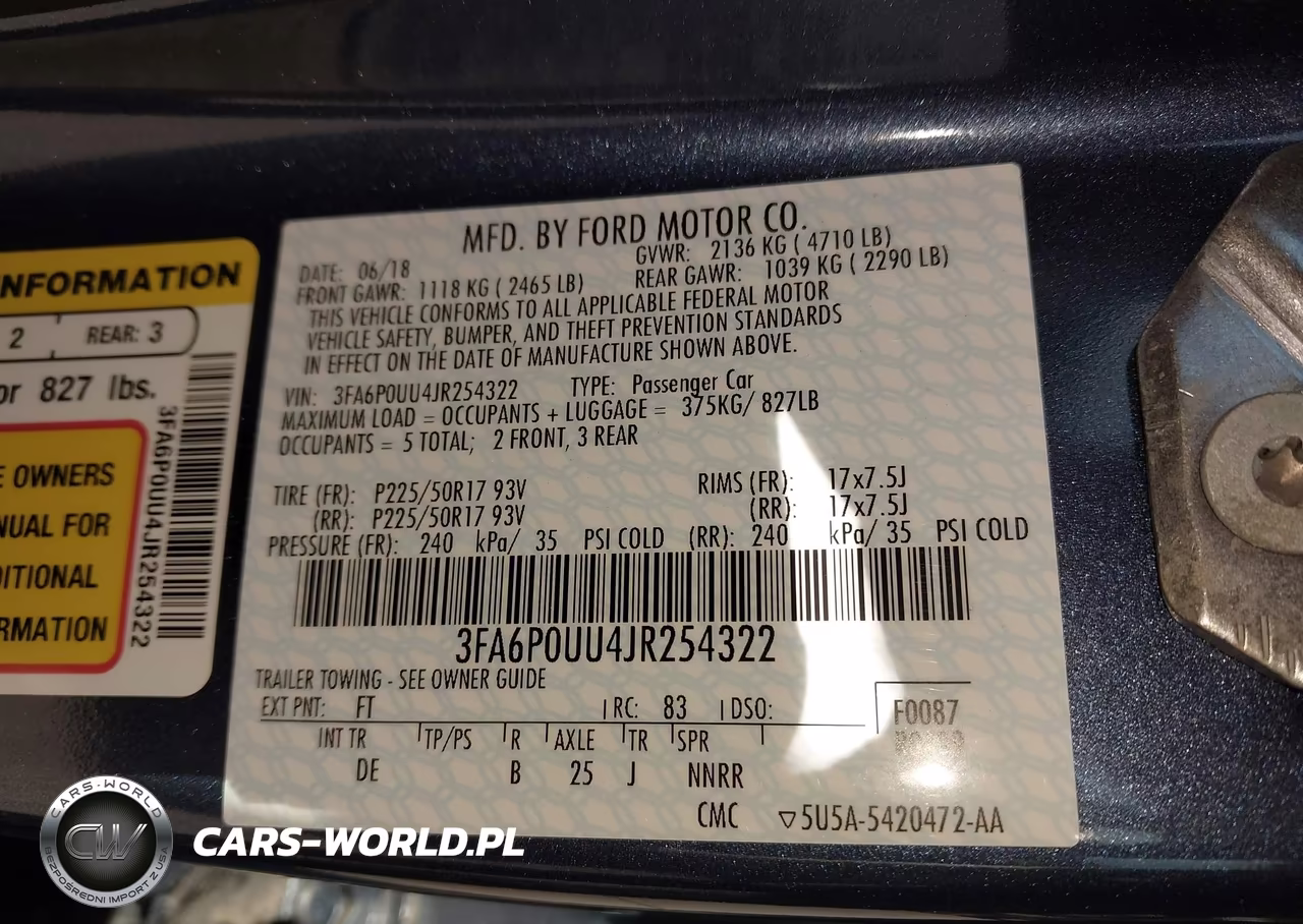2018 Ford Fusion Hybrid S VIN:3FA6P0UU4JR254322 - 9