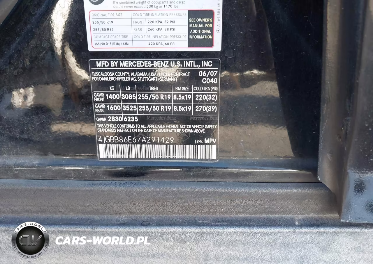 2007 Mercedes-Benz Ml 350 4Matic VIN:4JGBB86E67A291429 - 9