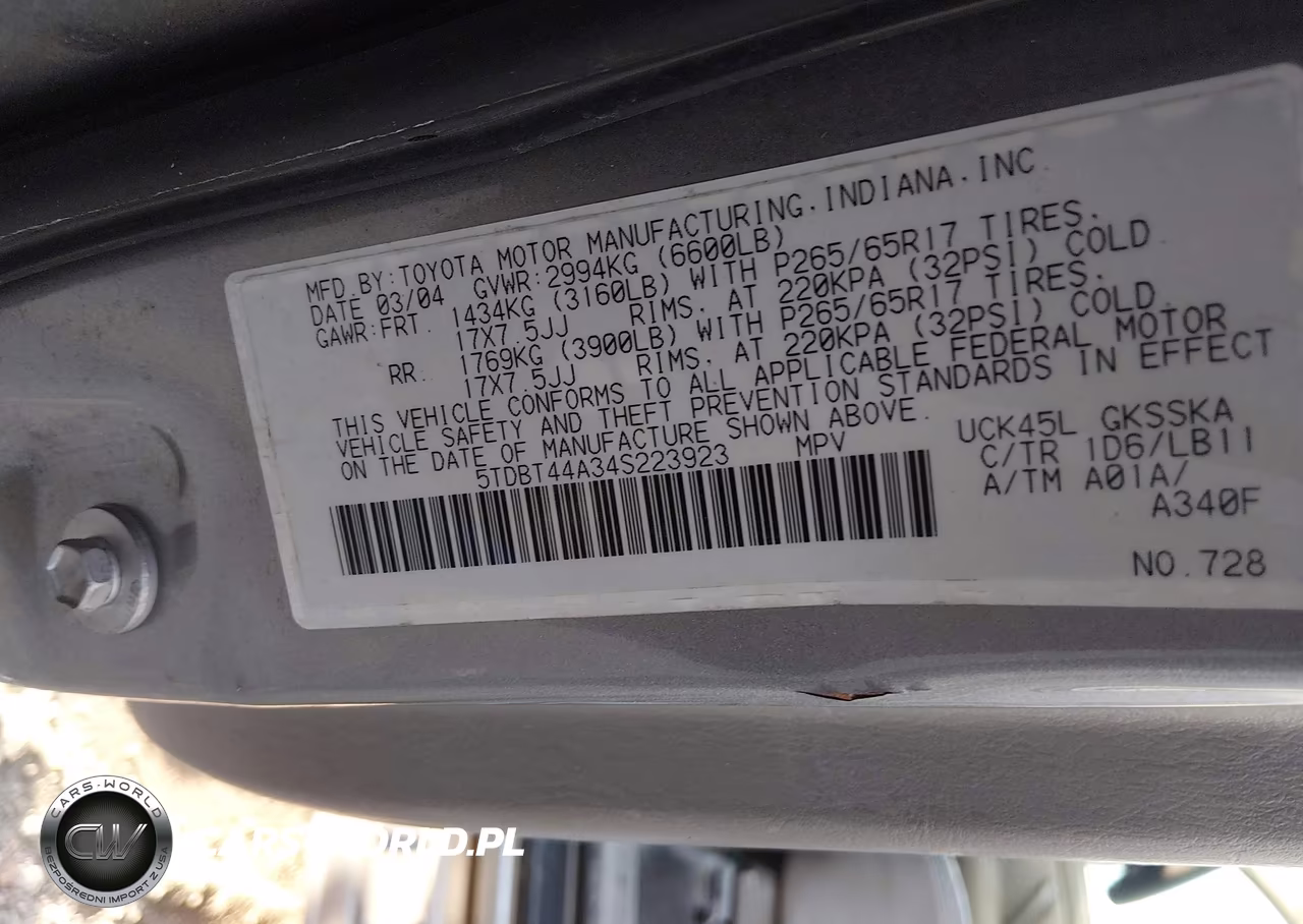 2004 Toyota Sequoia Sr5 V8 VIN:5TDBT44A34S223923 - 9