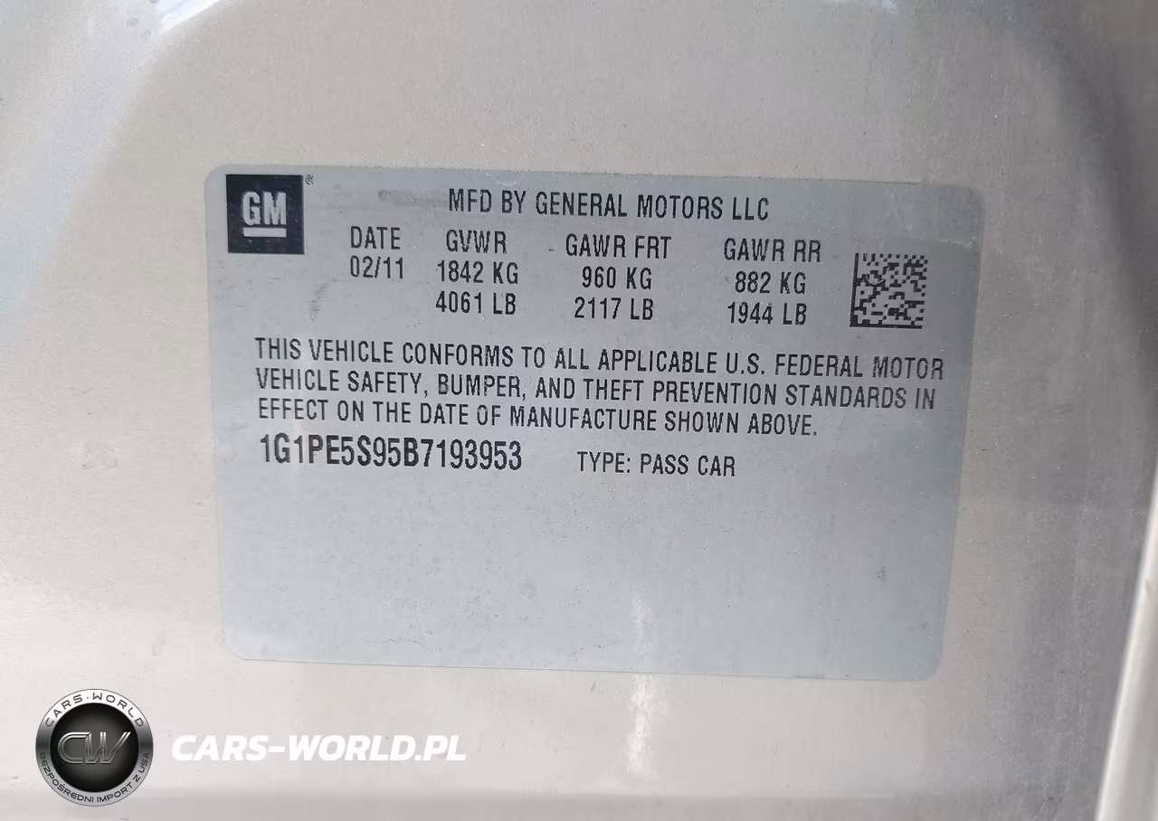 2011 Chevrolet Cruze Lt VIN:1G1PE5S95B7193953 - 9