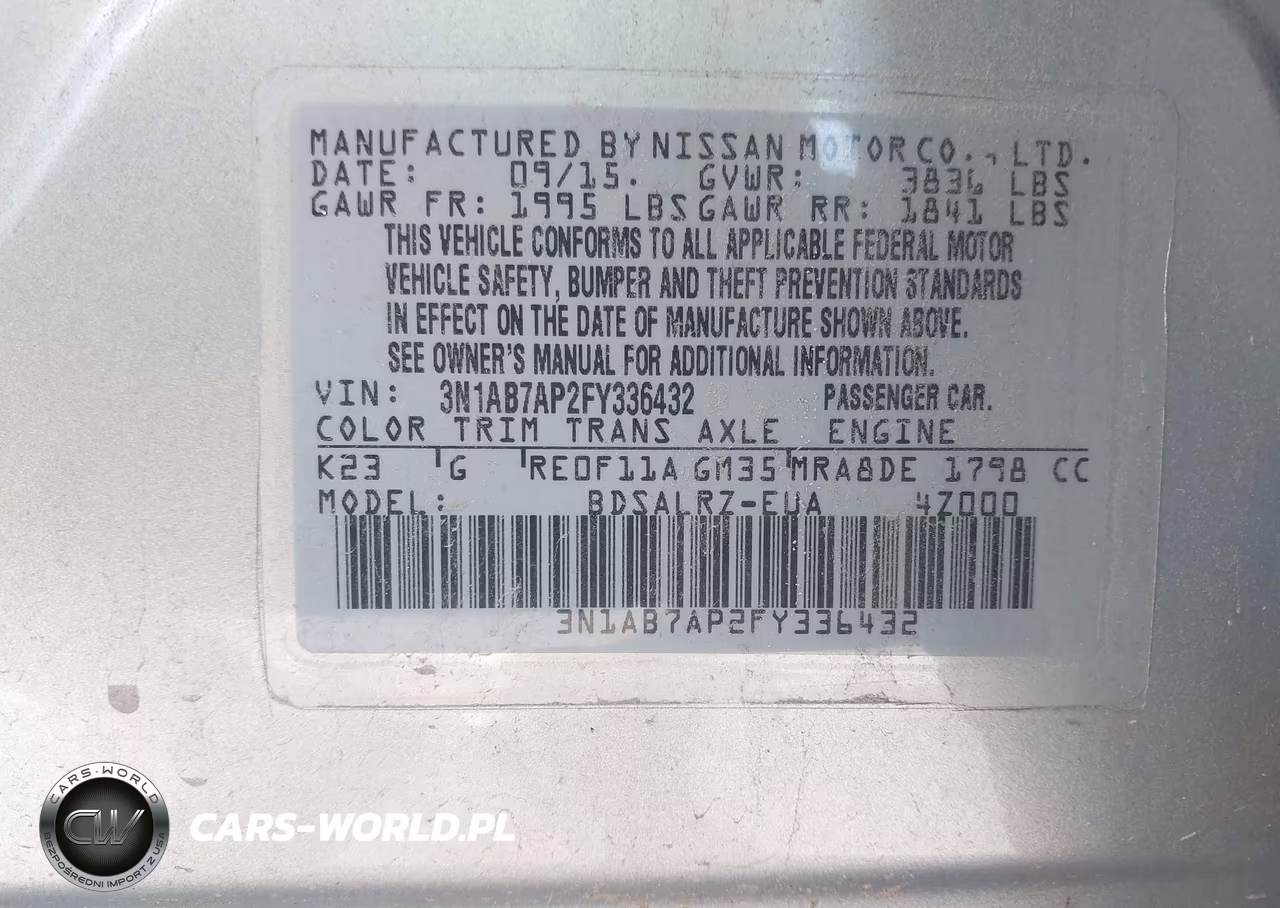 2015 Nissan Sentra Sr VIN:3N1AB7AP2FY336432 - 9